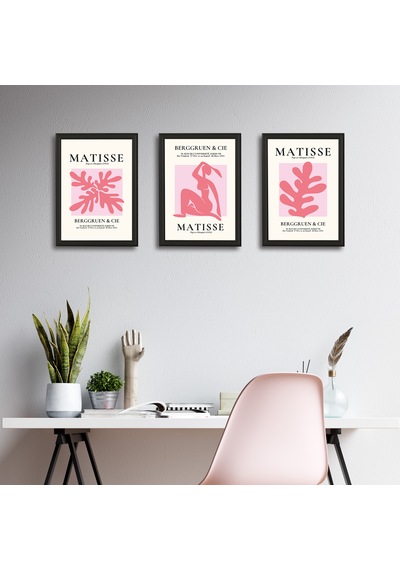 Henri Matisse 3'lü Alüminyum Çerçeveli Poster Seti - Önden Açılır A3 Açılır Kapanır Çerçeve Seti, Siyah