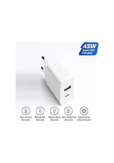 Çoklu Port 45w Ultra Hızlı Şarj Adaptörü Apple Uyumlu iPad  Pro 12.9 Inç Qc 3.0 + Pd