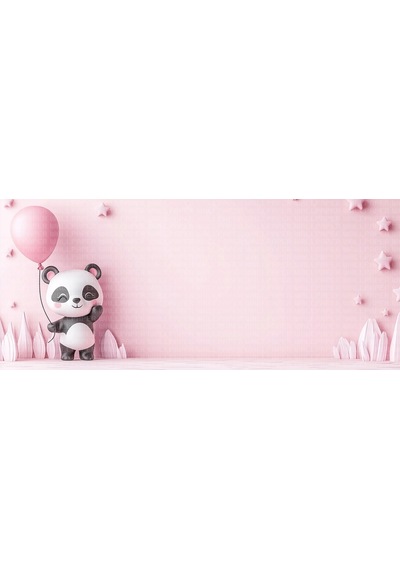 Pembe Balonlu Panda Çocuk Odası Poster Duvar Kağıdı