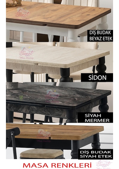 Yanlardan Açılır Yakamoz Sidon Masa Topkapı Ayak 4 Ad Gözde Sandalye