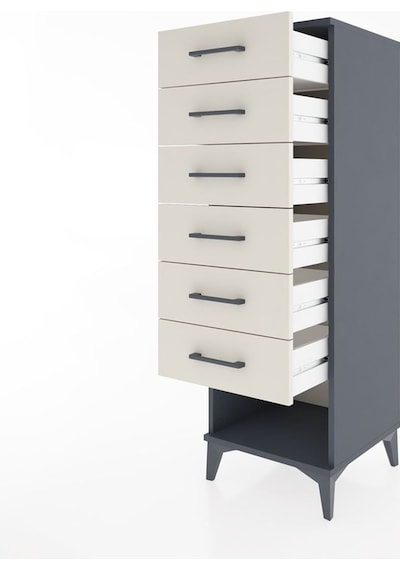 Hyperion Dolap 6 Çekmeceli 44x44x134 Antrasit-aytaşı Antrasit