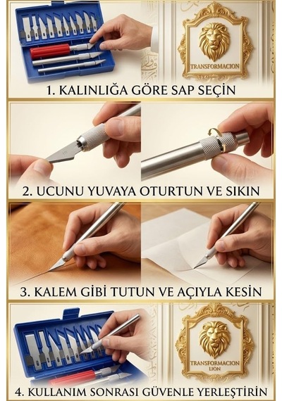 Tr Transformacion 13 Parça Profesyonel Hobi Bıçağı Seti Manyetik Kutulu Maket Deri Hassas Kesim Neşteri