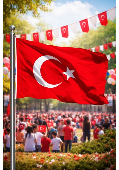 50x75 Cm Alpaka Kumaş Türk Bayrağı Dikişli Kenar, Balkon Ve Dış Mekan Kullanıma Uygun Tek Ebat