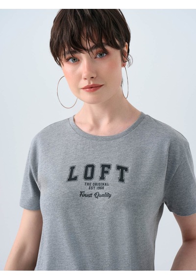 Loft Long Crop Gri Kadın T-shirt Lf2038988 Gri
