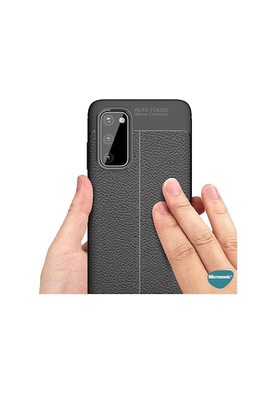 Microsonic Samsung Uyumlu Galaxy A03s Kılıf Deri Dokulu Silikon