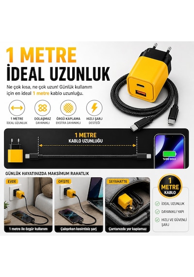 25w Hızlı Şarj Adaptörü Type-c + Usb Çift Girişli Akıllı Şarj Başlığı Kompakt Tasarım