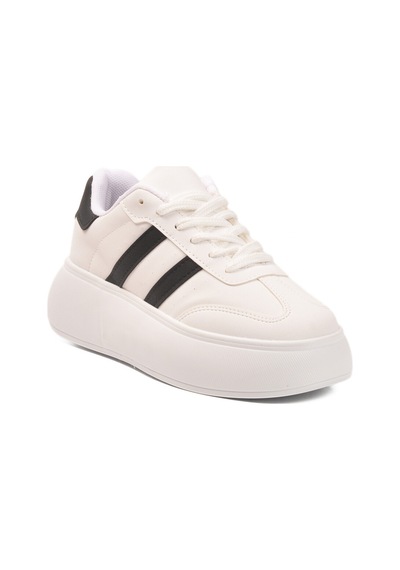 Beyaz Siyah Yüksek Taban Bağcıklı Unisex Sneaker Dvs-01 Z Beyaz - Siyah