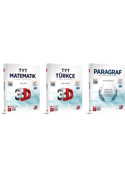 3d Yayınları 2024 Tyt Matematik + Türkçe + Paragraf Soru Seti