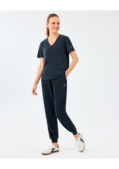Skechers W V Neck T-shirt Kadın Siyah Tshirt S2510277-3817 Siyah