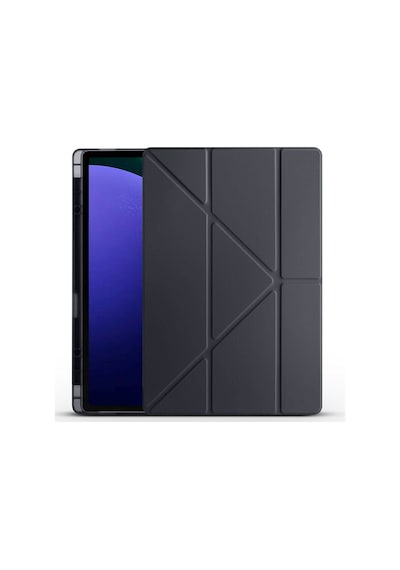 Galaxy Tab S9 Ultra Kılıf Uyumlu Zore Tri Folding Kalem Bölmeli Standlı Kılıf-siyah Tablet Kılıfı