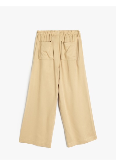 Koton Bol Paça Viskon Kumaş Basic Pantolon Bej 5wkg40090aw Ekru
