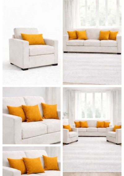 Kadife Dokulu Hardal Kırlent Yastık Kılıfı 2 Adet 50 X 30 Cm