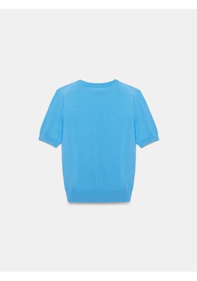 Dilvin 10872 Lyocell Karışımlı Minimal Bluz-turkuaz