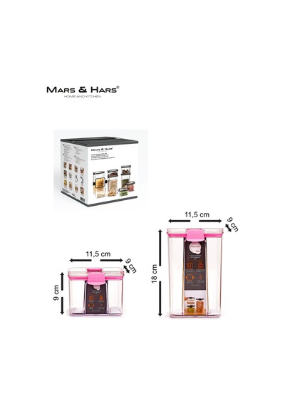 8'li Sızdırmaz, Çift Kilit Klipsli, Vakum Kapaklı, Erzak, Baharat Saklama Kabı 4 Orta +4 Küçük Pembe