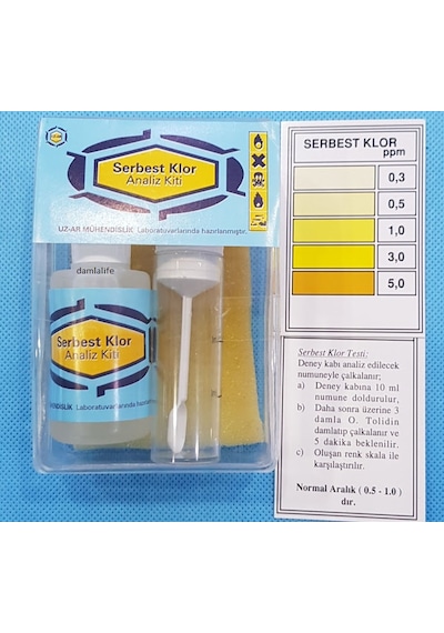 Su Test Analizi Serbest Klor Kiti Klor Analizi 0.1 Ppm 5 Ppm