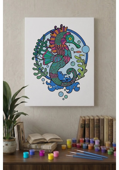 Denizatı Desenli Mandala Ahşap Boyama Seti 40x50 Cm