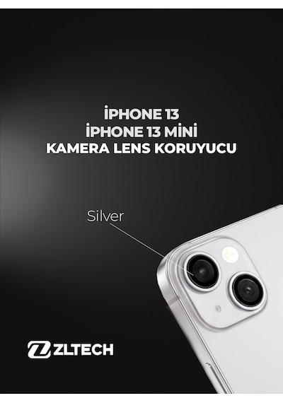 İphone 13/13mini Uyumlu Kamera Lens Koruyucu Gümüş