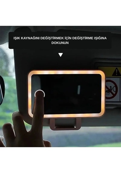 Dokunmatik Led Işıklı Araç Makyaj Aynası Şarjlı Taşınabilir Güneşlik Uyumlu Ayna