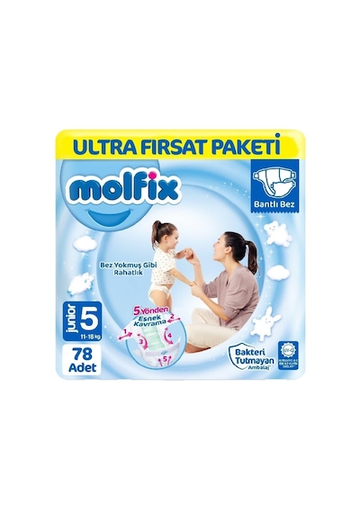 Molfix Bebek Bezi 5 Beden Ultra Fırsat Paketi 78 Adet