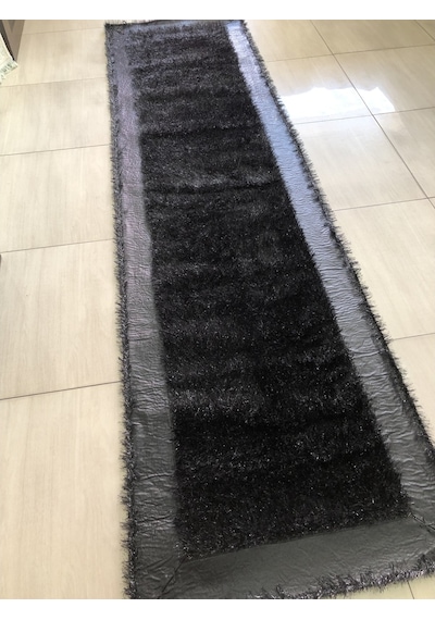 Saray Halı Simli Deri 80X300 Siyah Derili Simli Yolluk 3 Metre !