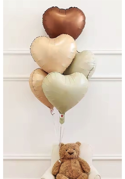 Beysüs 6 Yaş Retro Doğum Günü Balon Seti 5 Adet Kalp Balon