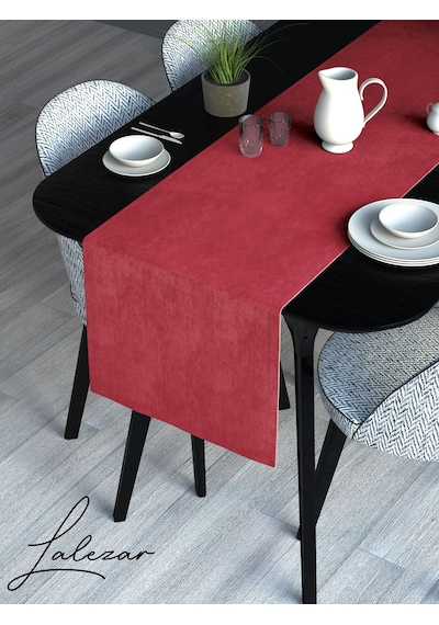 Kadife Efektli Elma Moru Rengi Aura Serisi Runner 40 X 140 Elma Moru