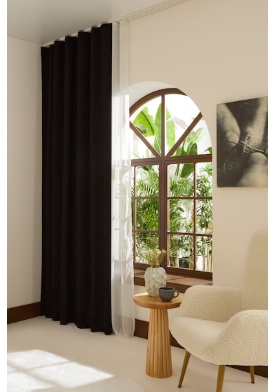 Kaşmir Home Holly Ada Fon Perde Koyu Siyah 150x270 Cm Siyah