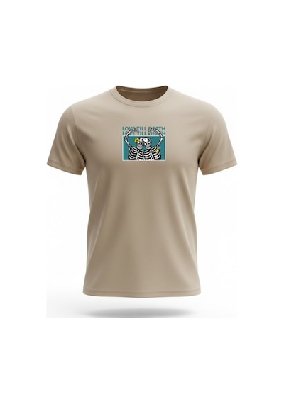 Urbantrendstore Unisex Sonsuza Kadar Funny Eğlenceli Oversize Fit Rahat Geniş Salaş T-shirt Günlük Tişört Bej