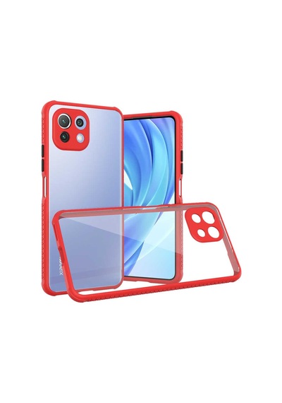 Xiaomi Mi 11 Lite Kılıf Köşe Ve Kamera Korumalı Arkası Şeffaf Renkli Tuşlu Kapak Kaff