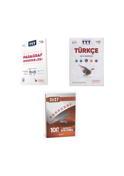 2027 2027 Limit Tyt Tüm Dersler Msü Kpss Dgs Paragraf 25 X 25 Deneme + Türkçe Soru + Anla Kazan Paragraf Deneme 3'lü Set