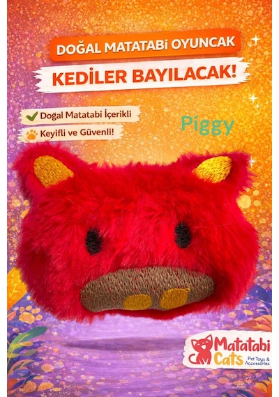 Piggy Peluş Kedi Oyuncağı Matatabi İçerikli, Dayanıklı, Kediler İçin Eğlenceli Oyuncak