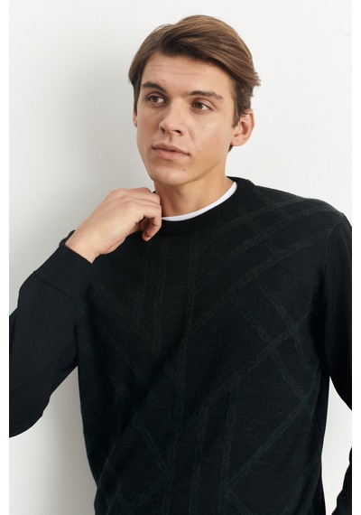 AC&Co / Altınyıldız Classics ERKEK SIYAH Standart Fit Bisiklet Yaka Modern Desen Detaylı Kışlık Triko Kazak Siyah AC&Co / Altınyıldız Classics ERKEK SIYAH Standart Fit Bisiklet Yaka Modern Desen Detaylı Kışlık Triko Kazak Siyah
