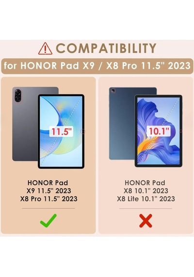 Honor Pad X9 11.5 İnç İçin Uyumlu El Tutamaçlı Standlı Deri Tasarım Kılıf Arka Kapak