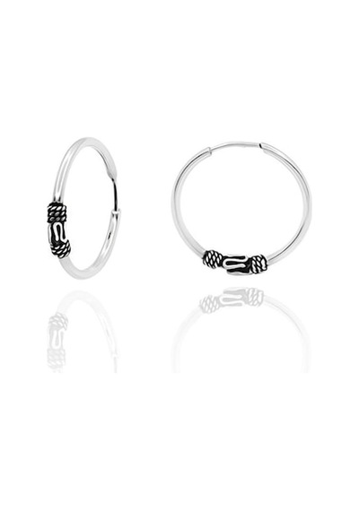 Aykat_Kuyumculuk Kadın 17 Mm Halka Gümüş Taşsız Küpe 925 Ayar Kupe-471