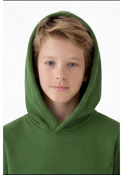 Esila Kids Çocuk Eşofman Takımı Kapüşonlu 3 İp 5-10 Yaş Yeşil