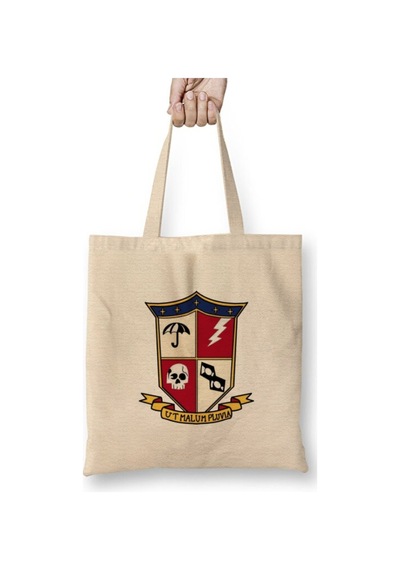 Toyaso Umbrella Academy Logo Beyaz Bez Çanta Uzun Saplı Alışveriş Çantası Plaj Çantası Beyaz
