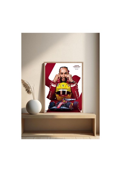 Lewis Hamilton Doğal Ahşap Çerçeveli Tek Parça Dekoratif Tablo Çok Renkli - 844486344 Çok Renkli