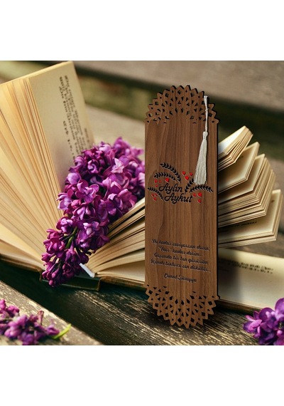 Kişiye Özel Şiirli Ahşap Kitap Ayracı - Model 5-2