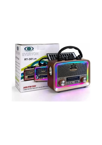 Everton Rt-301.m Bluetooth-usb-sd-fm Şarjlı,solarlı,ledli, Nostaljik Radyo El Fenerl Radyo