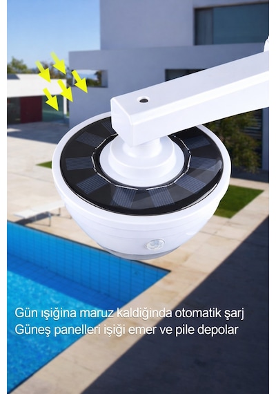 Kamera Görünümlü Solar Lamba Sensörlü Led Bahçe Aydınlatma Kumandalı Su Geçirmez Duvar Lambası Beyaz