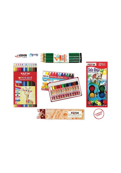 FATİH KURU SULU PASTEL 12 RENK 5 PARÇA BOYA SETİ