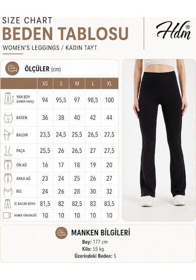 Hdm Kadın Yüksek Bel Toparlayıcı Kahverengi İspanyol Paça Tayt - H5612