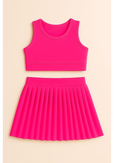 My Kids Wear Kız Cocuk Sort Eteklı Mayo Takımı 4 -14 Yas 11897 Pembe