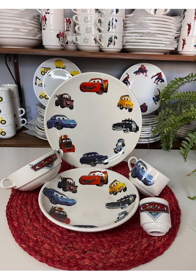 5 Parça Şimşek Mcqueen Model Çocuk Bebek Yemek Takımı Beslenme Seti Çok Renkli