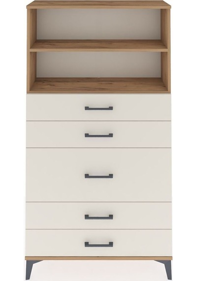 Arges Dolap 2 Raflı 5 Çekmeceli 88x30x163 Çam-aytaşı Atlas Çam