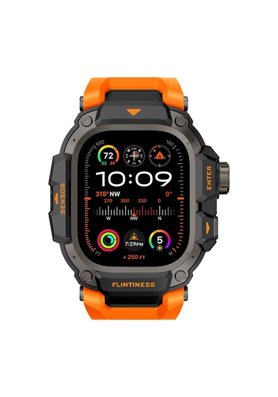 Watch Ultra 49mm Uyumlu Mohseven İwatch Punk Fortress Serisi Kasa Koruyuculu Silikon Kordon Turuncu