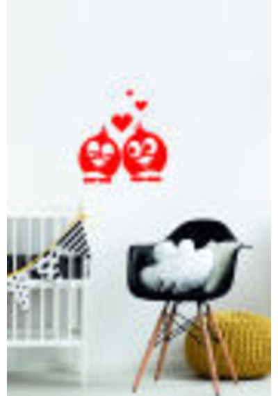 Aşık Kuşlar Priz Sticker-oto Sticker-18x18cm Araba Sticker Çeşitleri Kırmızı