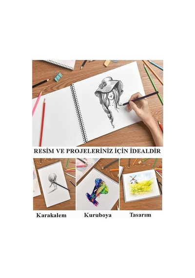 Telli Resim Defteri 15 Yaprak 25x35 Cm 1 Adet Artlantis Spiralli Orta Boy Telli Resim Defteri Karton Kapak 110 Gr Okul