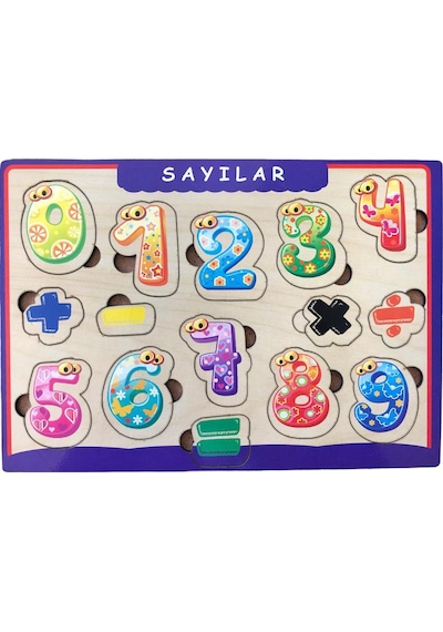 TıfılToys Ahşap Bultak Puzzle 15 Parça Arka Yüzü Yazı Tahtalı Yapboz Dört İşlem Sayılar