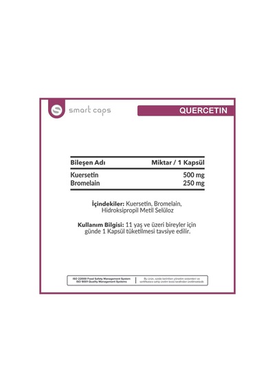 Smartcaps Quercetin 500 Mg 30   Kapsül